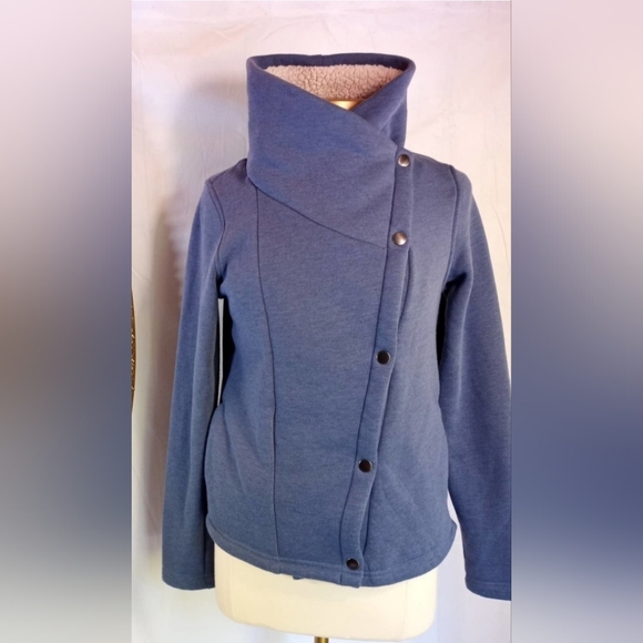 Columbia Sportswear Blue Fleece Lined Wide Collar Women's Sweater Jacket - Picture 2 of 9